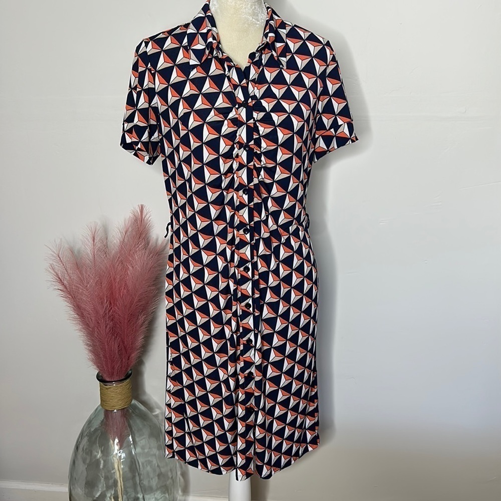 MSK • geometric abstract print shirt dress